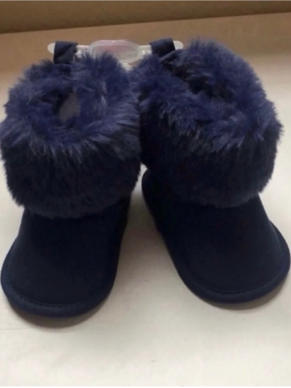 New Stepping Stones Boots Baby Girl Blue Faux Fur Casual Boots Size 3,6-9 Months